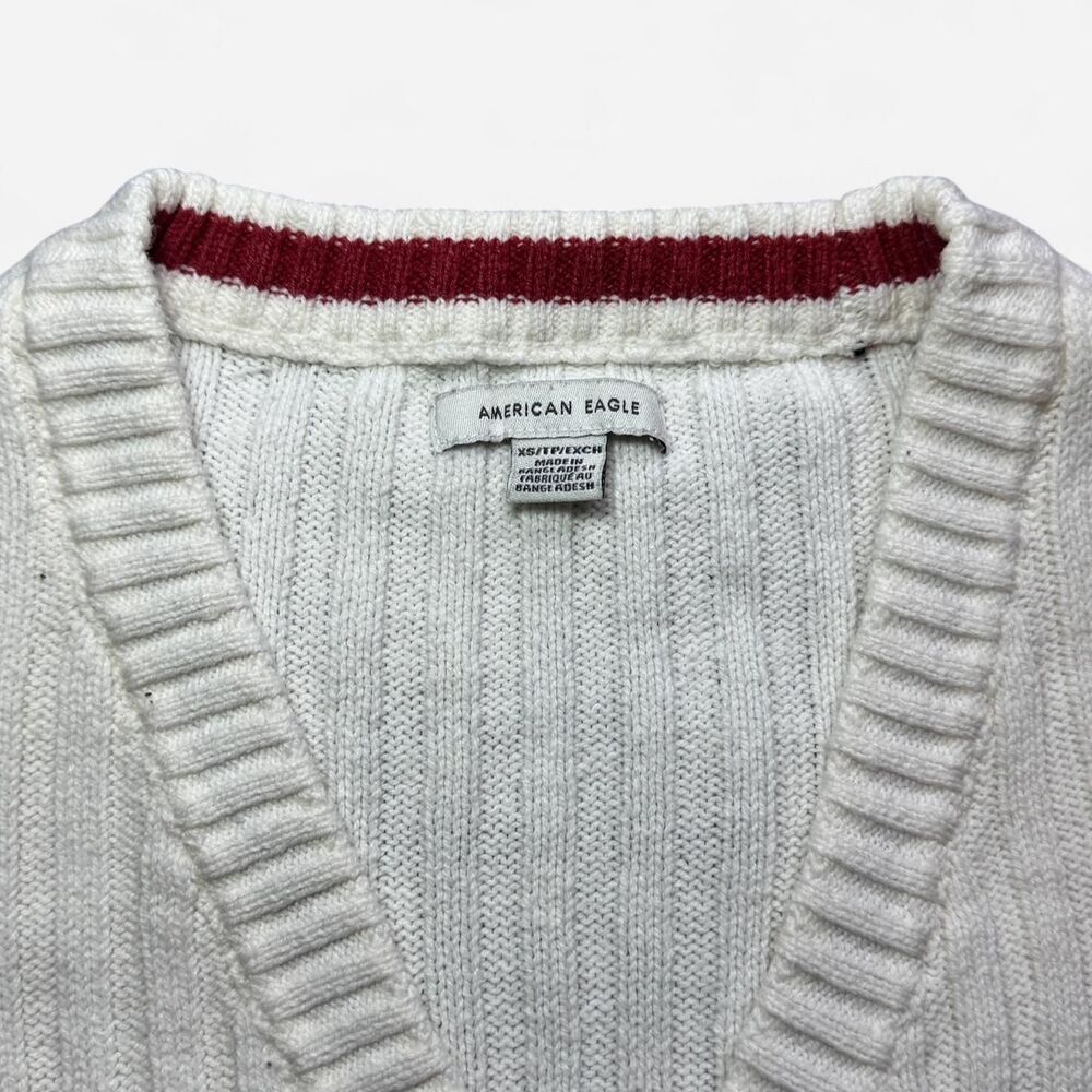 American Eagle White Cropped Ribbed Knit Cardigan; Size XS - Picture 3 of 6